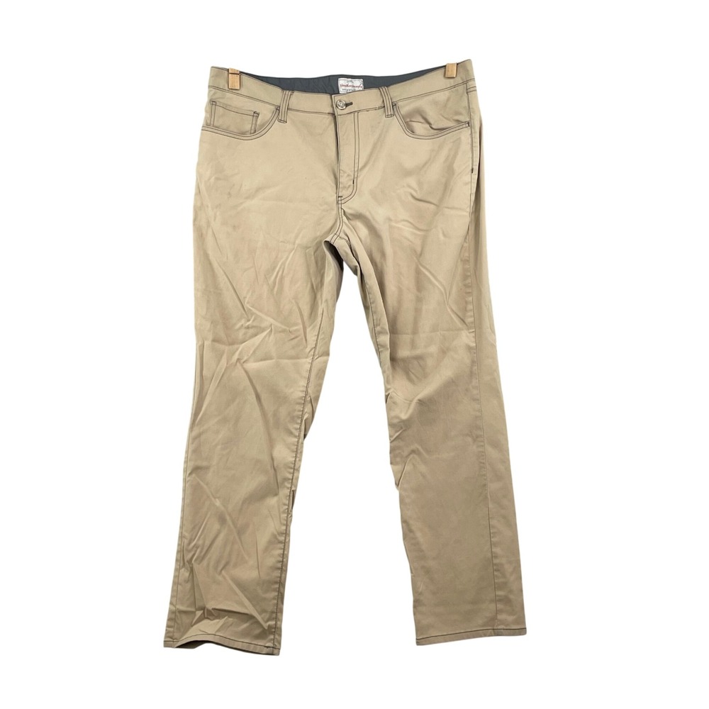 Weatherproof Vintage Straight Fit Pants Mens 36x28 Tan Khaki Nylon Stretch Chino